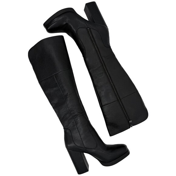 Circus Sam Edelman Black Leather Knee High Platform Boots • Y2K Goth Baddie Edgy - Picture 15 of 16